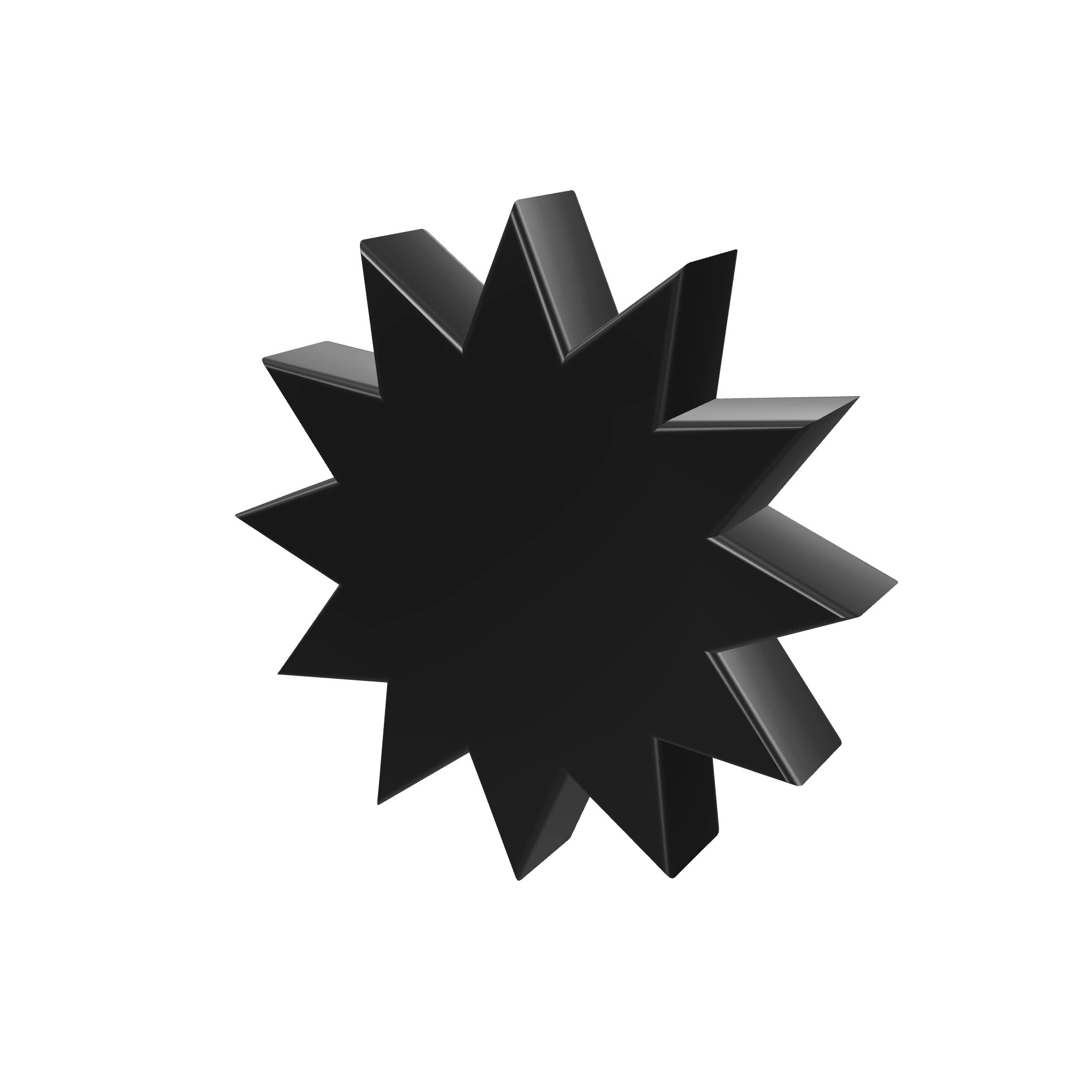 Matte-black starburst form.
